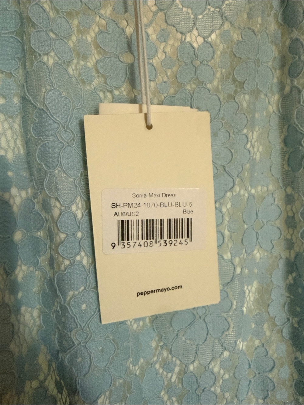 Peppermayo Light Blue Floral Lace Maxi Dress - Picture 2 of 4